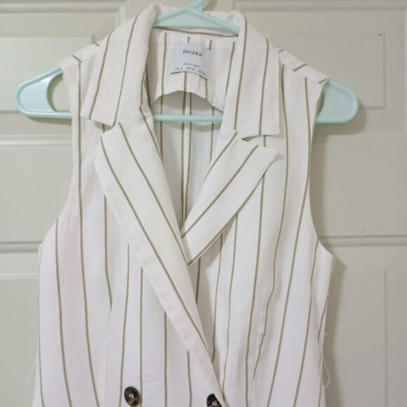 Bershka White & Black Striped Sleeveless Blazer Dress Womens S Midi - Picture 4 of 14